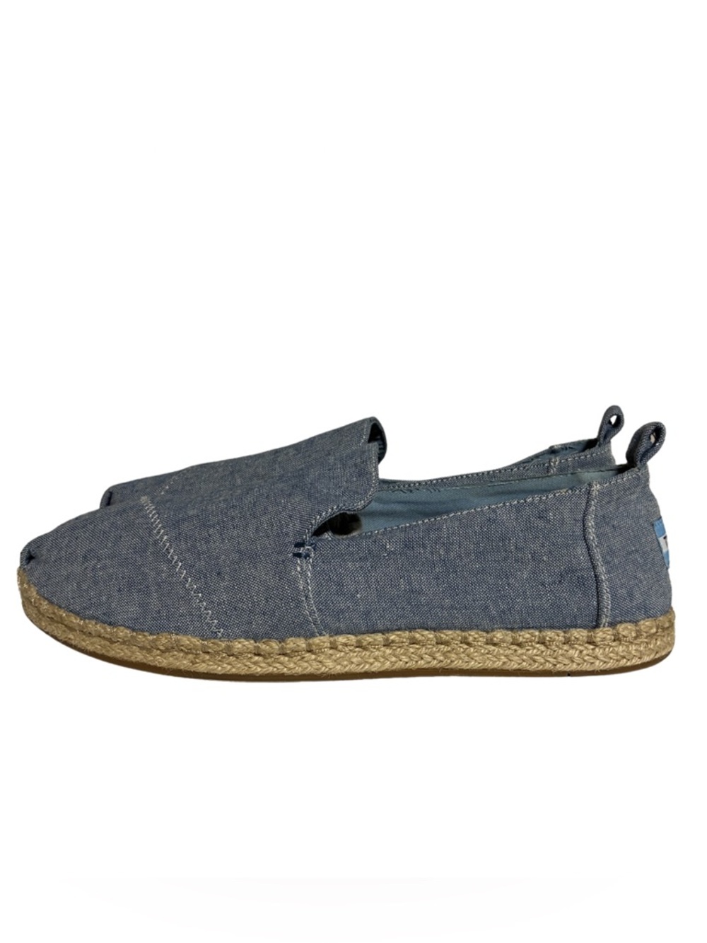 Toms Blue Chambray Denim Espadrille Alpargatas 10 - Picture 6 of 12